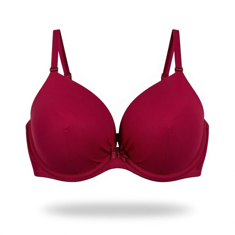 Adore Me Burgundy Lace Trim‎ Push Up Plunge Bra 34DDD Underwire Plunge Valentine
